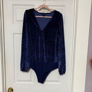 Express Navy Velvet Bodysuit
